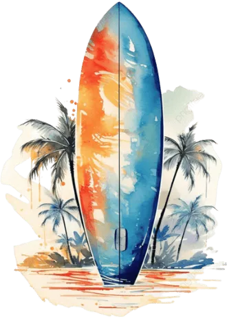 surfing board water color